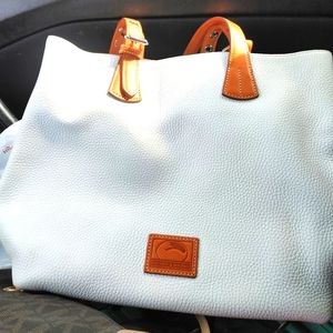 Dooney & Bourke all white leather with pink inside beautiful purse
